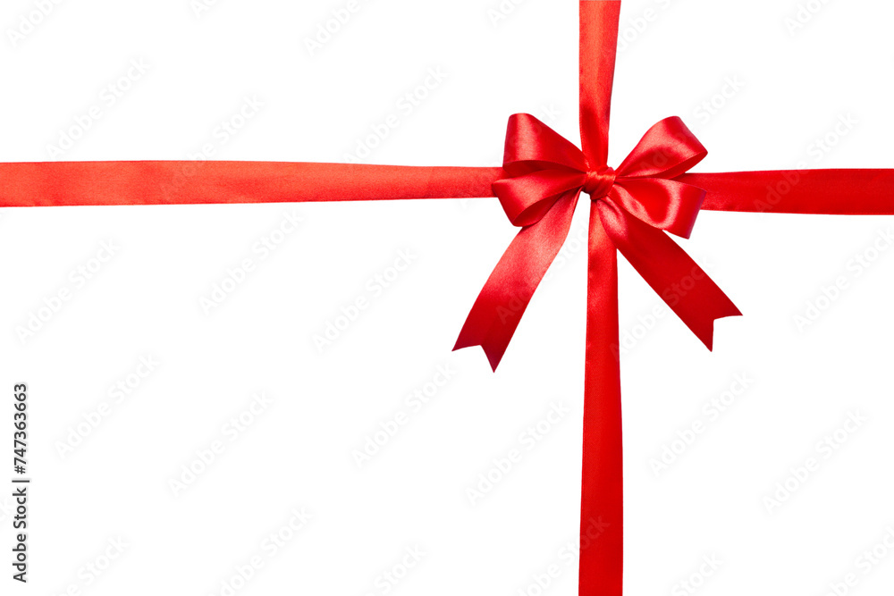 Red ribbon bow isolated on white background. empty space for design Red ribbon bow isolated on white background. empty space for design