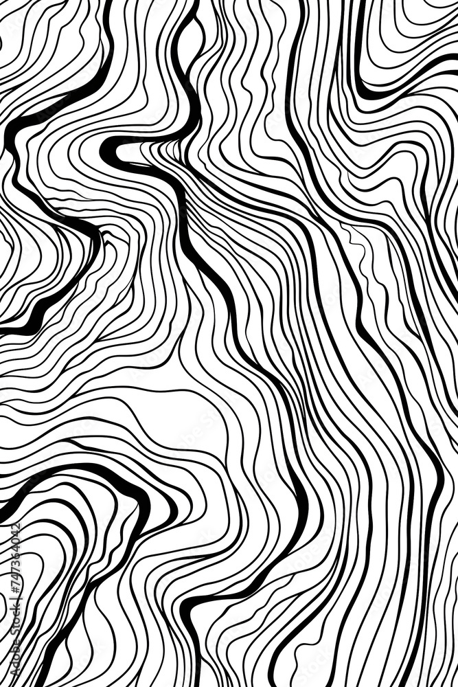 Black and White Wavy Lines Pattern, coloring page