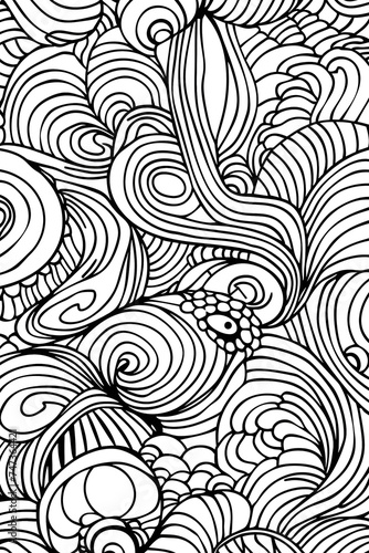 Black and White Pattern With Swirls, coloring page