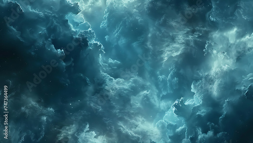 blue space background with clouds and light in the st © SilverDP2