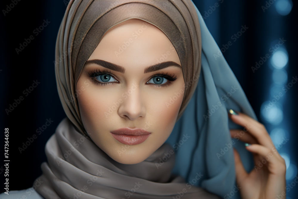 Digital generative ai portrait of beautiful islamic woman wearing hijab Digital generative ai portrait of beautiful islamic woman wearing hijab