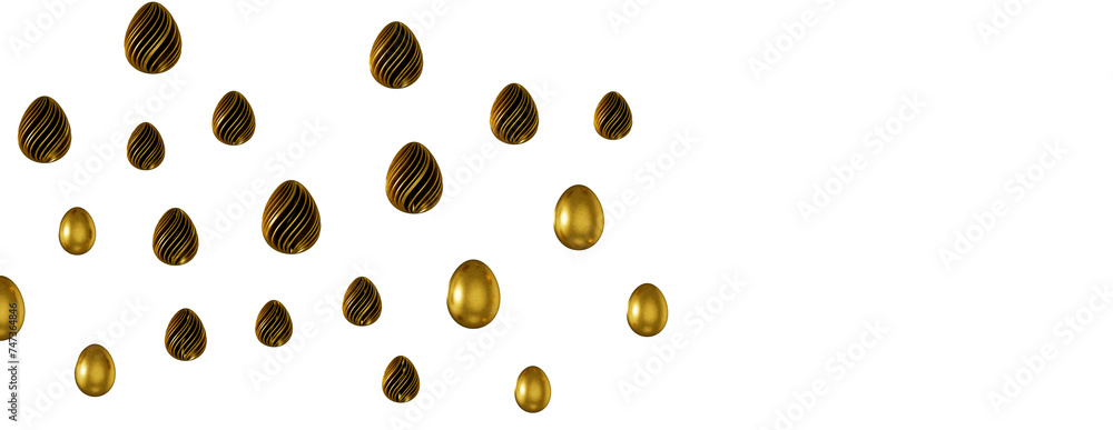 Easter horizontal border with gold eggs Easter horizontal border with gold eggs