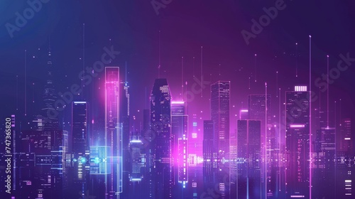 Smart city technology concept with IoT, sensors, and urban data analysis abstract illustration background