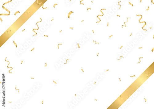 Celebration Background in Luxury Style with Ribbon and Confetti. Luxury or Abstract Background. Vector Illustration. 