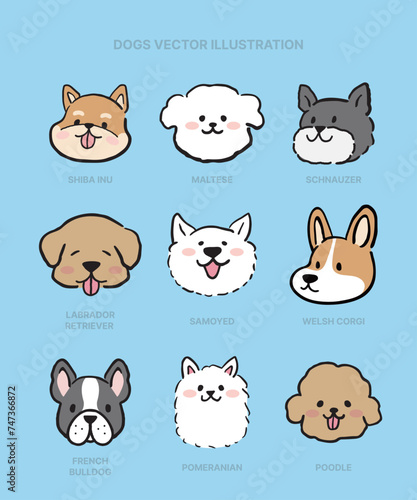 set of funny cartoon animals