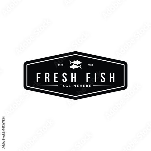Fresh fish logo design vintage retro label stamp 