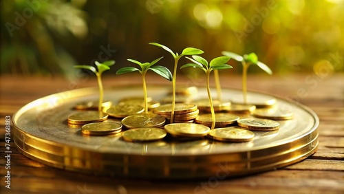 plant growing in the coins. Investment concept.