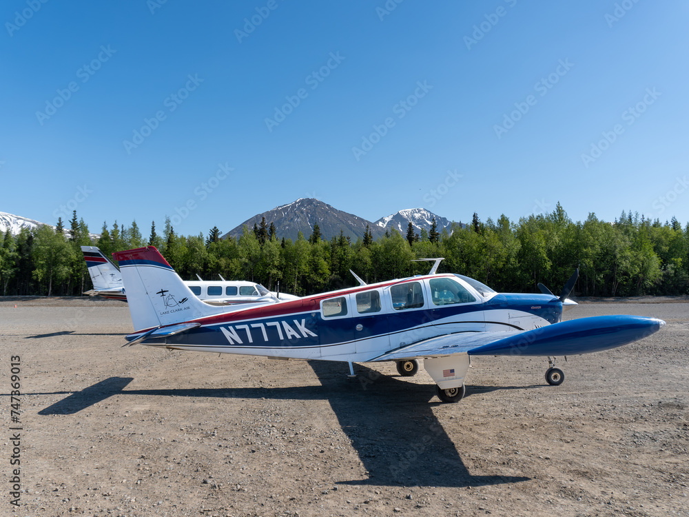 Port Alsworth, Alaska: Beechcraft Bonanza six-seater, single-engined ...