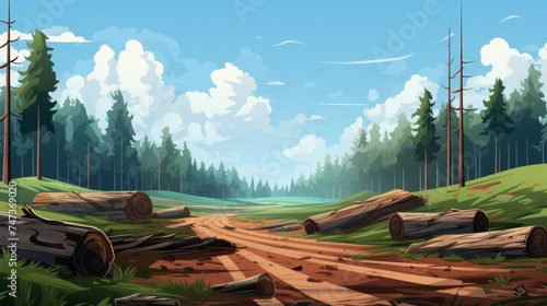 Deforestation concept with cut off tropical forest 