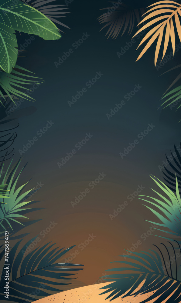 Tropical leaves casting shadows over a soft, abstract backdrop. Tropical leaves casting shadows over a soft, abstract backdrop.