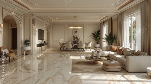Expensive luxury interior. Luxury and functionality of indoor space.