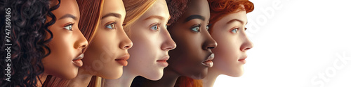 diverse women in a row celebrating world woman day empowerment unity, transparent background photo