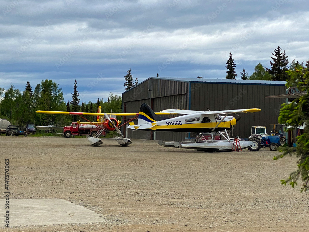Port Alsworth, Alaska Floatplanes out of the water at Port Alsworth