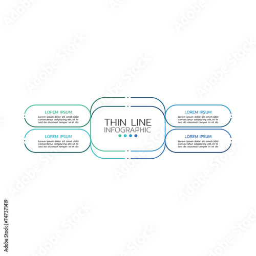 Vector Infographic diagram template made from lines. Business concept with 4 options, steps or processes.