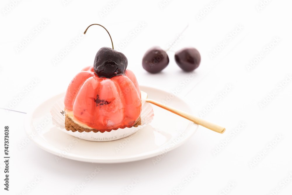 Yoghurt Kers gebakje cherry on top dutch sweet cake dessert Yoghurt Kers gebakje cherry on top dutch sweet cake dessert