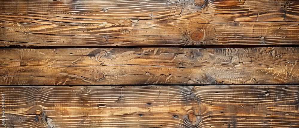Horizontal layout of weather-worn textured wooden planks with pronounced grain and knots Horizontal layout of weather-worn textured wooden planks with pronounced grain and knots