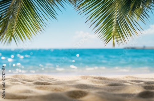 a beach beach with palm trees and water © IgnacioJulian