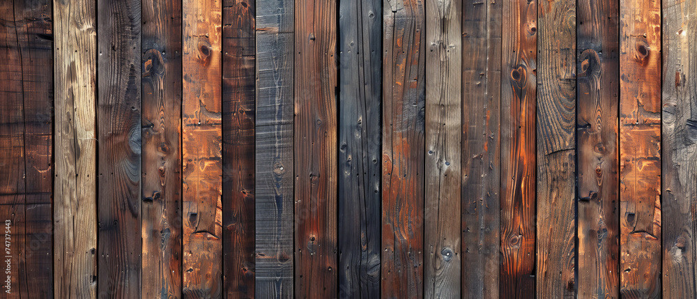 Close-up of aged rustic wooden planks, with weathered patterns and textures, offering a sense of antiquity and ruggedness Close-up of aged rustic wooden planks, with weathered patterns and textures, offering a sense of antiquity and ruggedness