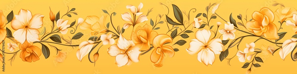 a yellow wallpaper with orange vines and flowers a yellow wallpaper with orange vines and flowers