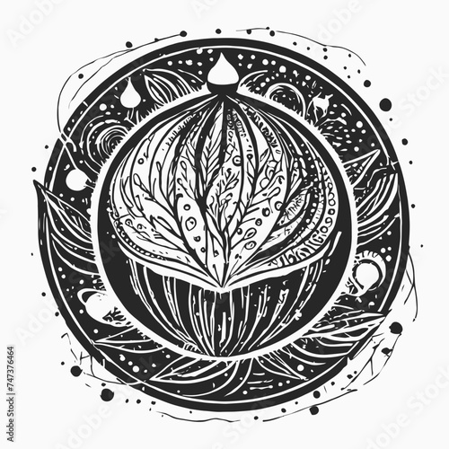 Magic ball for divination and foresight, magical boho tattoo design for witch, witchcraft for Halloween, astrology. Vector simple hand drawn illustration