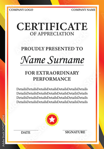 Award Certificate Design Template Vertical for Office and Business 02