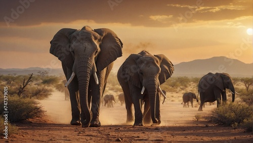 elephants at sunset © Sohaib