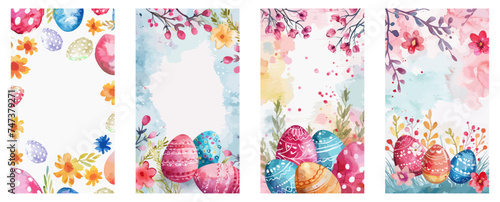 easter watercolor set portrait background for mobile social media display.