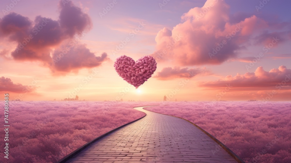 Fototapeta premium Floating heart in the clouds