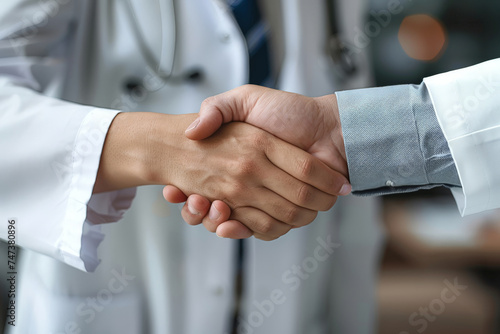 close up of hand a doctor shaking hand , banner