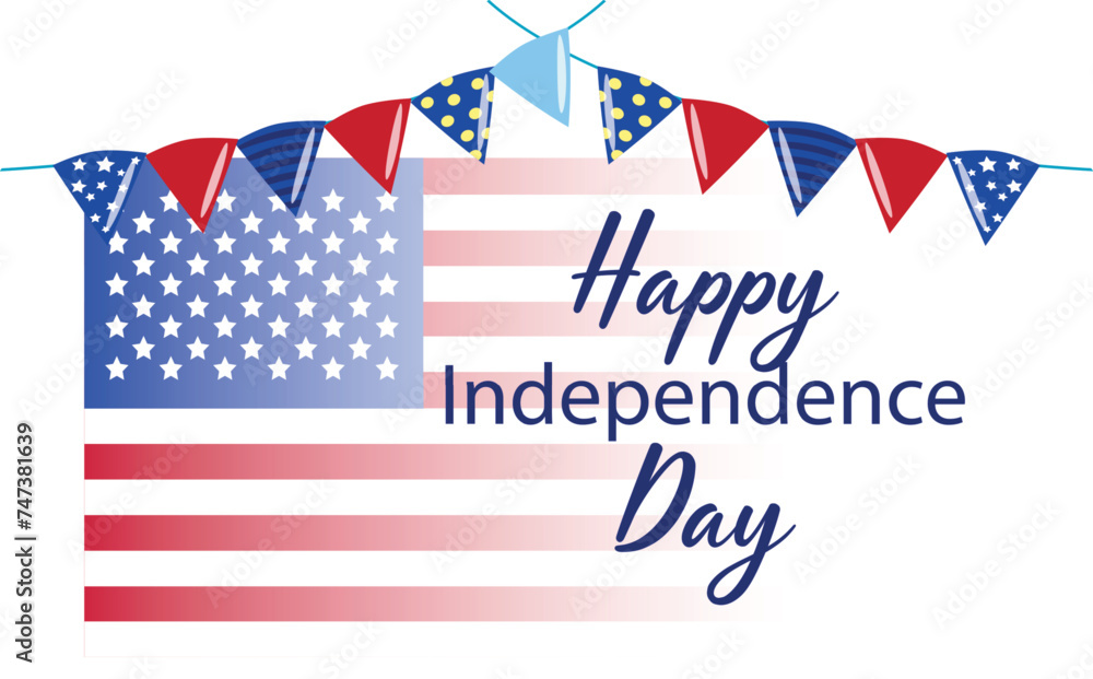 Happy Independence Day Banner USA, 4th of July, flag of USA.