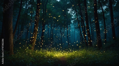 fireflies iin the forest  photo