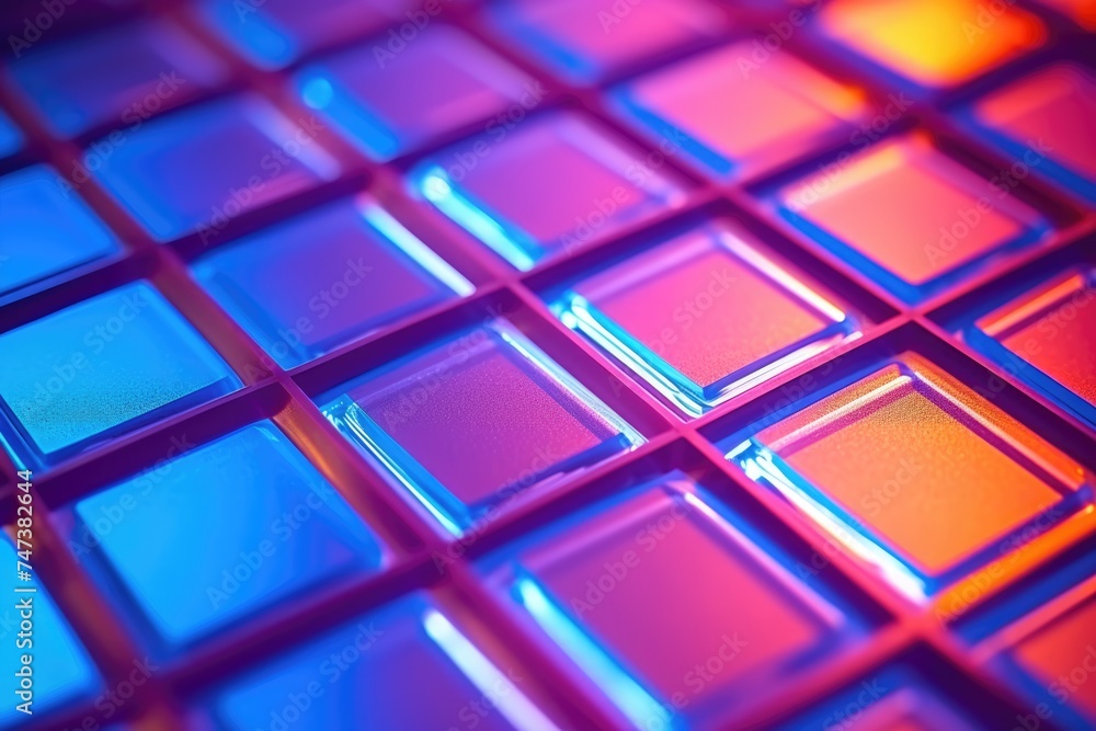Bright colourful glass objects of different shapes in neon colours Bright colourful glass objects of different shapes in neon colours