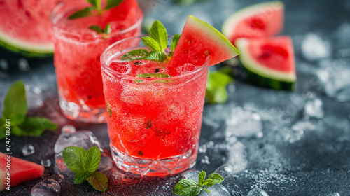Watermelon refreshing summer smoothie cocktail in a glass
