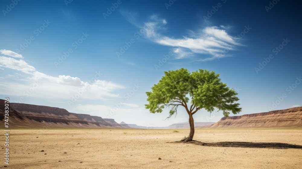 Fototapeta premium Single Green tree in the desert