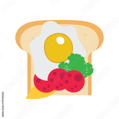 Sandwich with fried egg and bread toast, collection of wheat sandwiches vector illustration, with butter, fried eggs, cheese, Breakfast concept toast