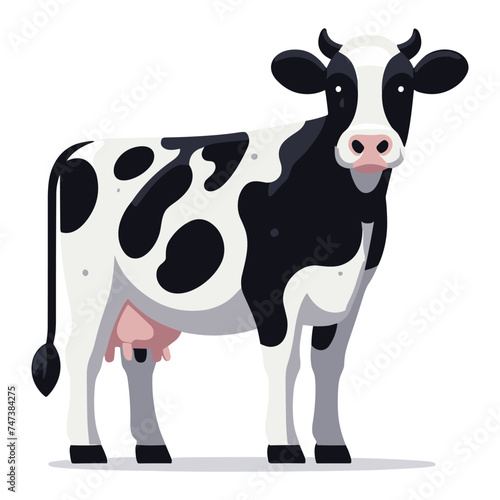 Cow full body vector illustration, farm pet, animal livestock, for butchery meat shop and dairy milk product, agriculture concept, design template isolated on white background