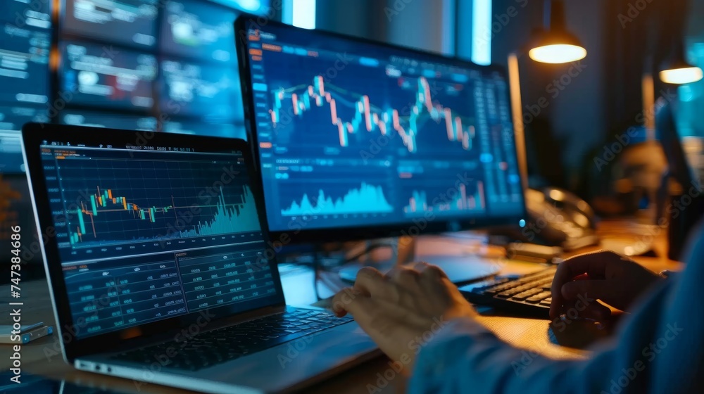 Small business stock market report: investor boosts revenue share with financial dashboard & kpi finance chart - business intelligence concept Small business stock market report: investor boosts revenue share with financial dashboard & kpi finance chart - business intelligence concept