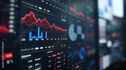 Small business stock market report: investor boosts revenue share with financial dashboard & kpi finance chart - business intelligence concept © Ashi