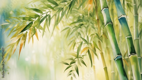 Tropical bamboo wall mural painted art