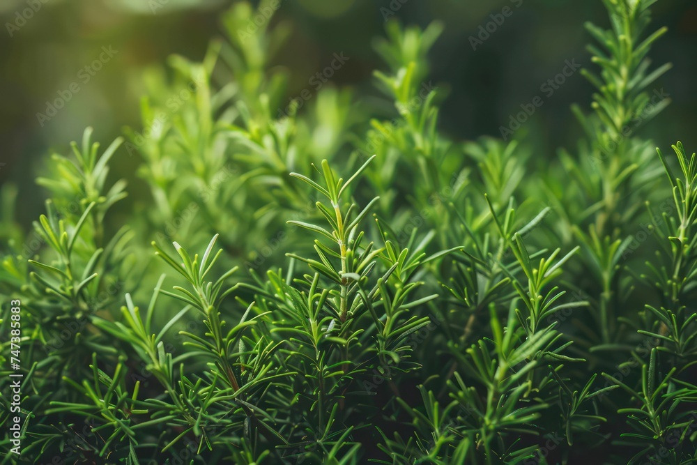 green bush full of rosemary, soft and natural atmosphere, smokey background, organic material green bush full of rosemary, soft and natural atmosphere, smokey background, organic material