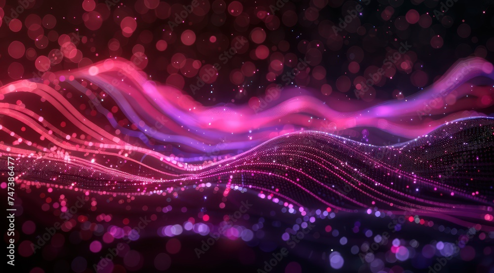 custom made wallpaper toronto digitala pink and purple wave graph over a dark background, in the style of bokeh, money themed, highly detailed environments