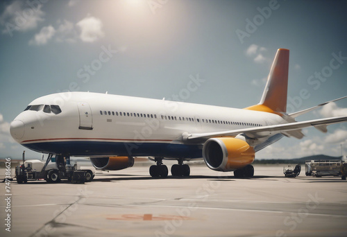 Commercial airplane fueling up at the airport © ArtisticLens