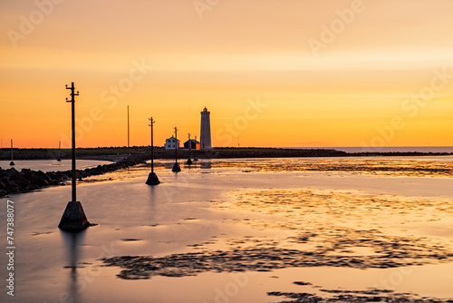 Sunset in Seltjarnarnes lighthouse, Iceland