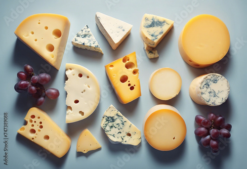 Sortiment of cheese seen from above Illustration