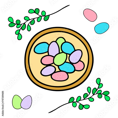 Vector illustration on Easter theme. Postcard on a white background.
