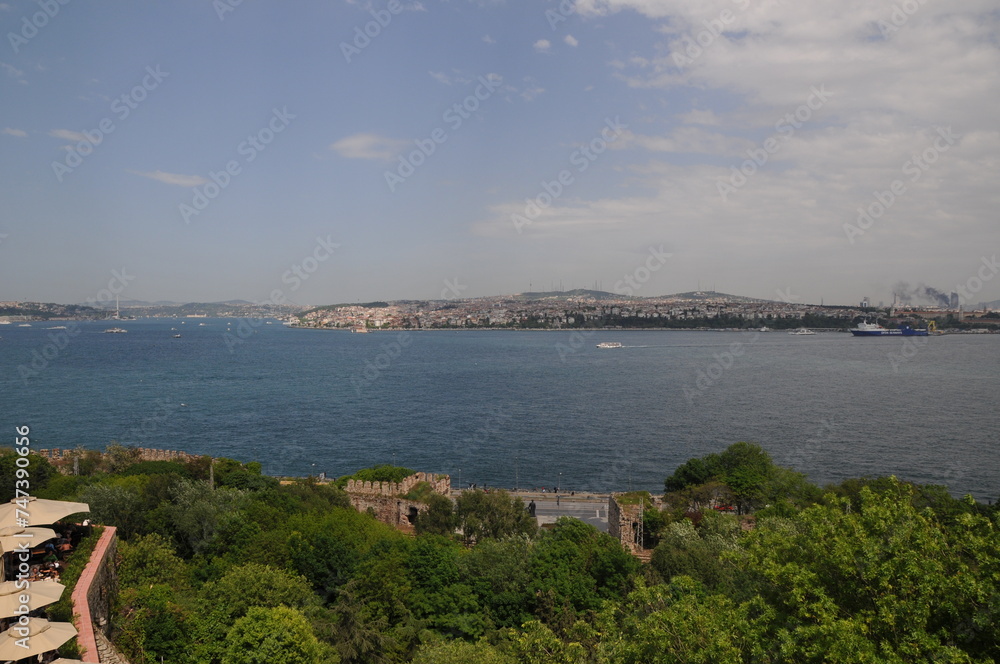 Bosphorus Sea seen from a palace in Türkiye