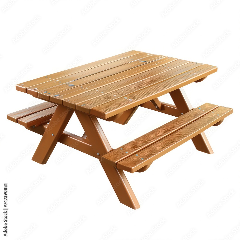 picnic table with bench isolated on white background, in the style of wood sculptor picnic table with bench isolated on white background, in the style of wood sculptor