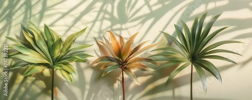 small palms, in the style of photo-realistic compositions, green and brown