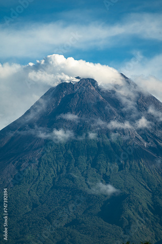 Merapi volcano detail vertical format view from south side