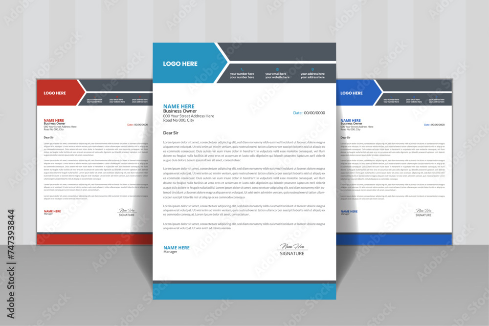 modern and clean business style professional corporate letterhead design template